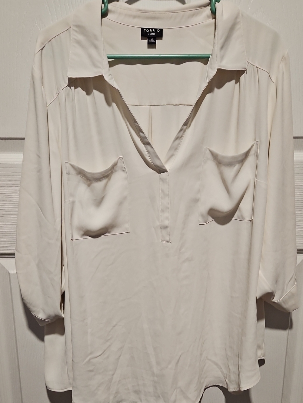 Torrid Cream Pullover V-Neck Blouse